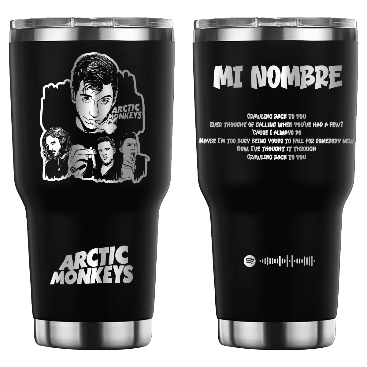 Termo personalizado con diseño de Arctic Monkeys, grabado láser