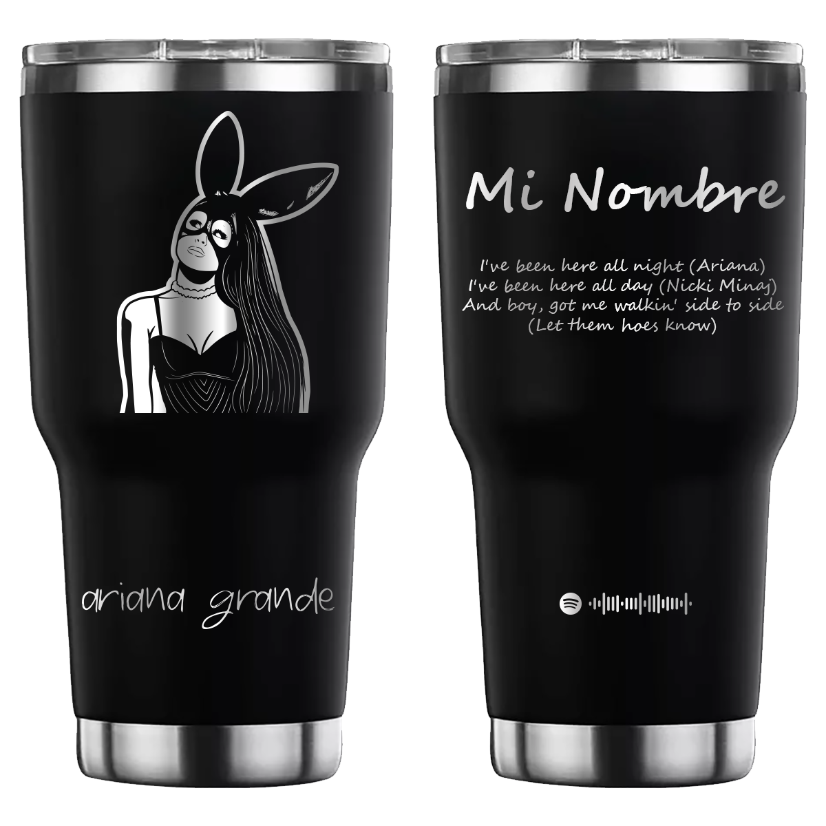 Termo personalizado con diseño de Ariana Grande, grabado láser
