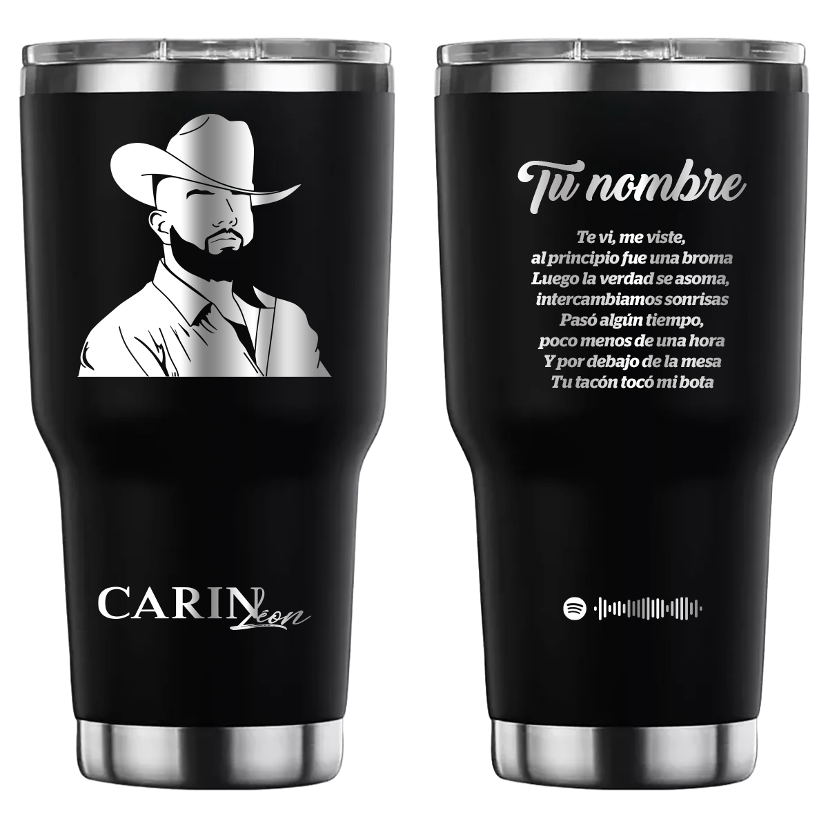Termo personalizado con diseño de Carín León, grabado láser