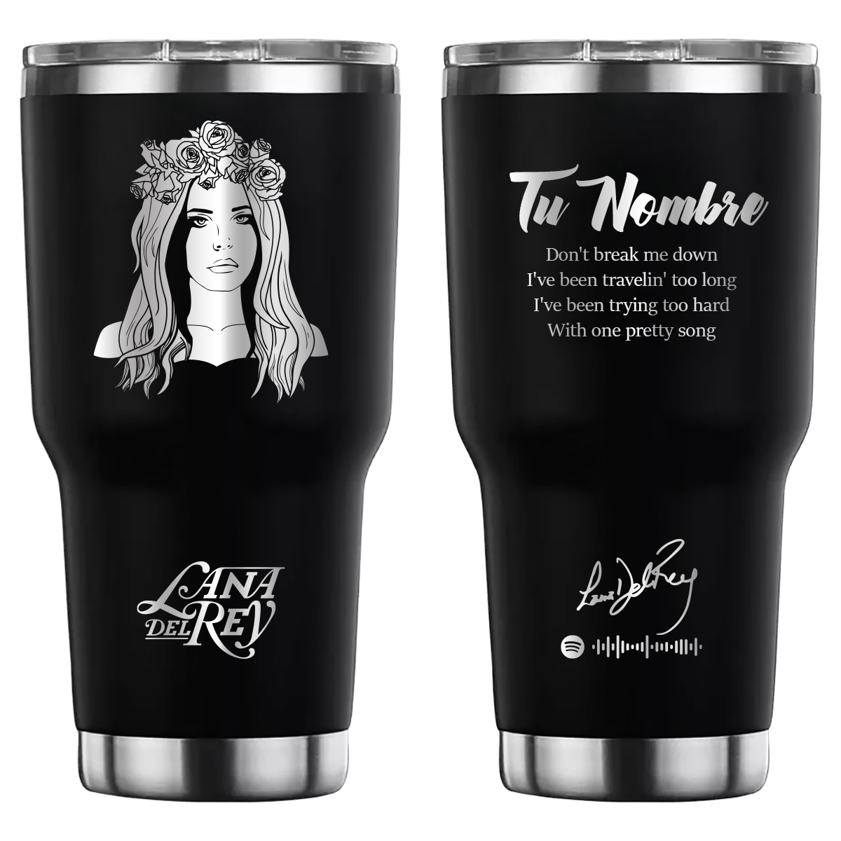 Termo personalizado con diseño de Lana Del Rey, grabado láser