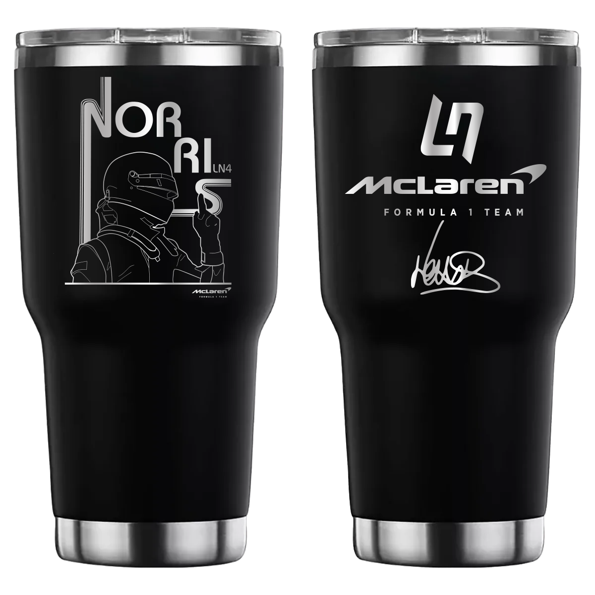 Termo personalizado con diseño de Lando Norris F1, grabado láser