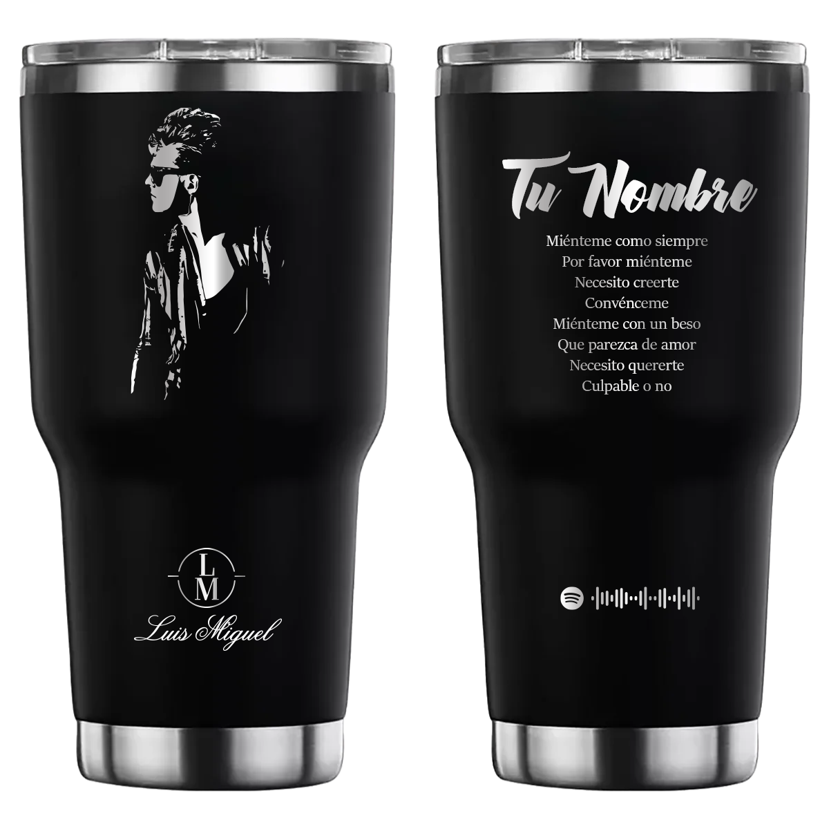 Termo personalizado con diseño de Luis Miguel, grabado láser