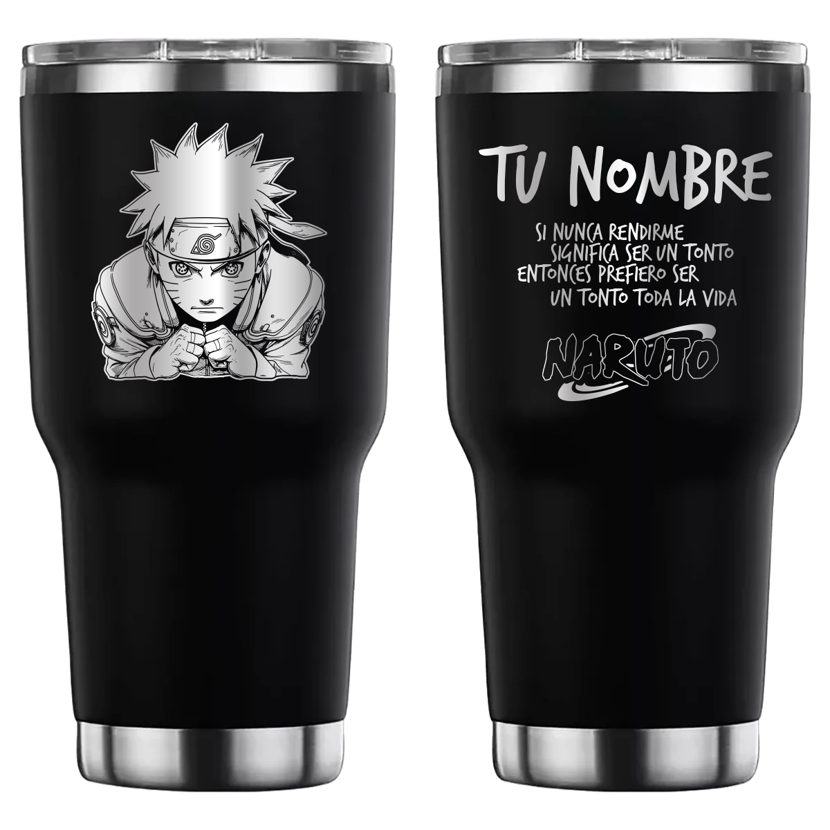 Termo personalizado con diseño de Naruto, grabado láser