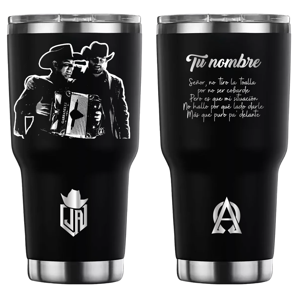 Termo personalizado con diseño de Prófugos del Anexo, grabado láser