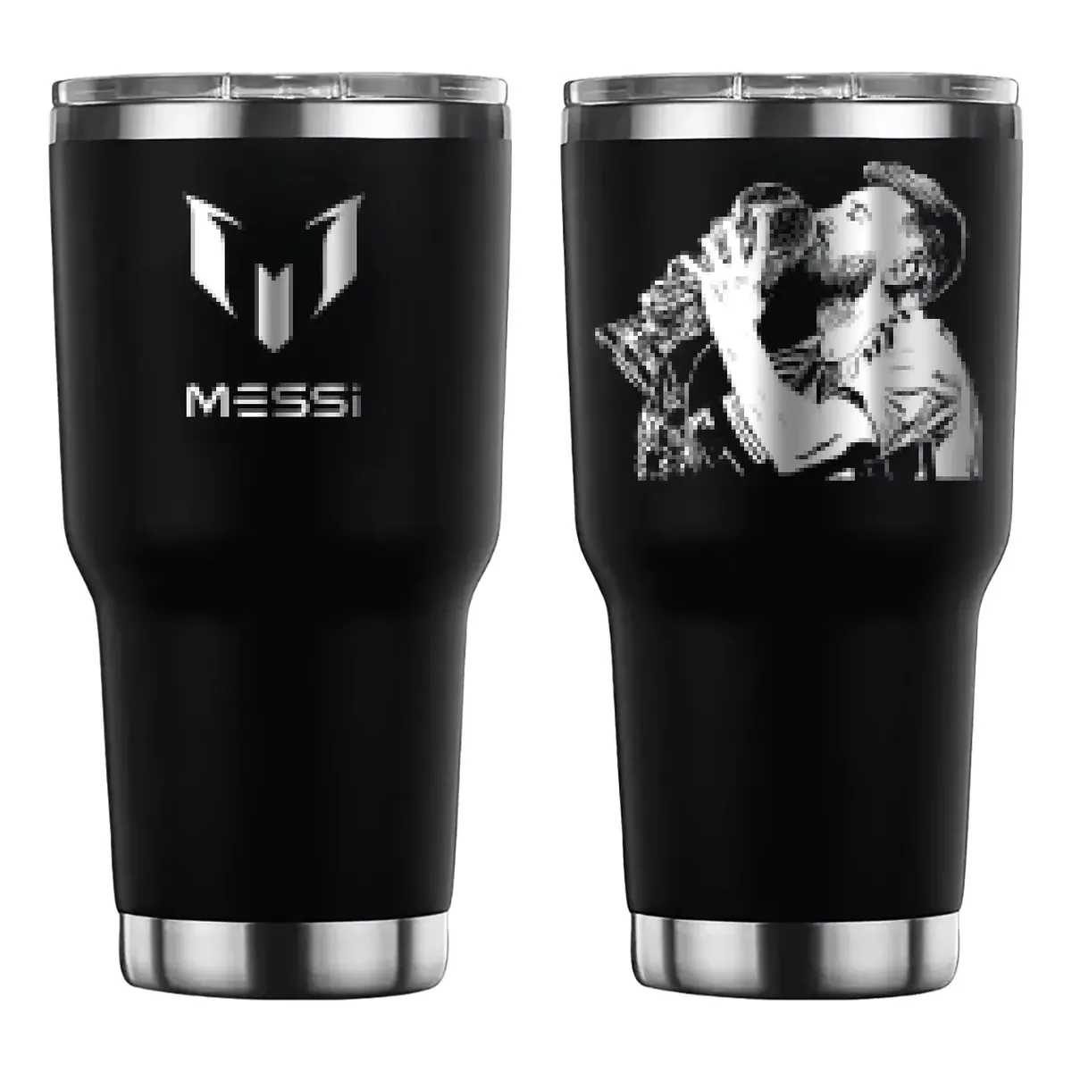 Termo personalizado con grabado láser de Messi y la Copa del Mundo